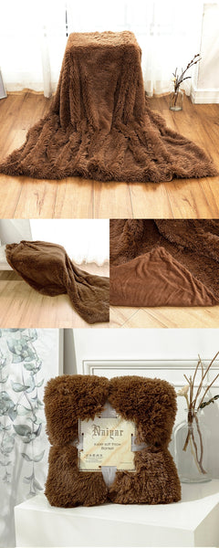 Therapeutic Dark Brown Fluffy Velvet Fleece Throw Blanket - Cot to Queen Size