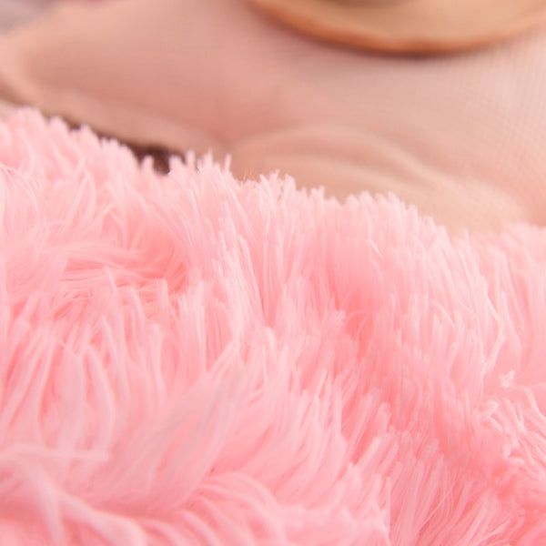 Therapeutic PomPom Fluffy Mink Fleece Bed Set - Soft Pink
