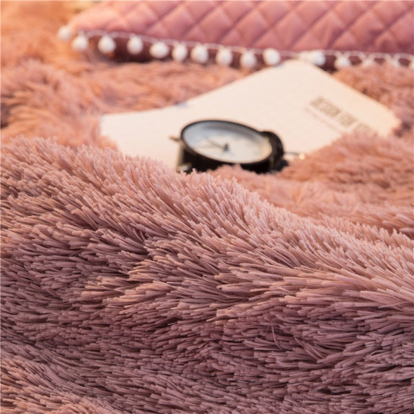 Therapeutic Fluffy Velvet Fleece Quilt Cover and Pillowcases Set - Dust Pink